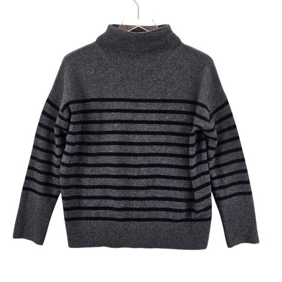 The Reset R Label Sweater Womens XS Wool Cashmere Gray Black Striped Mock Neck - Picture 3 of 10